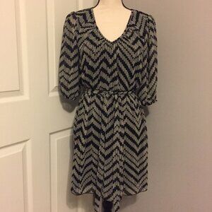 SWEET STORM Juniors Chevron Print 3/4 Sleeve Dress